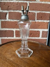 Antique 1830 Boston Sandwich Whale Kerosene Oil Lamp with Oil Burner