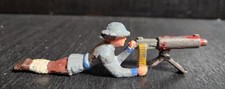 GREY IRON VINTAGE TOY SOLDIER PRONE MACHINE GUNNER G62 1930s SOLID ORIGINAL