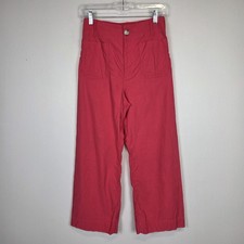 Anthropologie Maeve Colette High-Rise Wide Leg Pants Pink Size 27