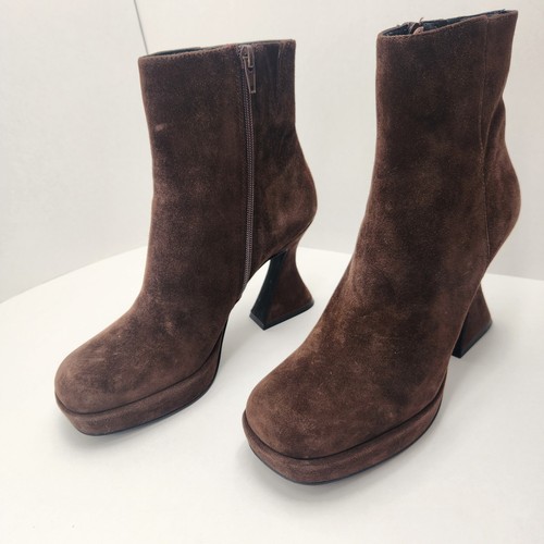 Jeffrey Campbell stivaletti donna 8 camoscio marrone umanità tacco a bobina nuovi $299 - Foto 6 di 14