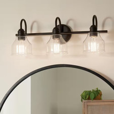 KICHLER Avery 24 in. 3-Light Olde Bronze Bathroom Vanity Light w/ Glass Shades