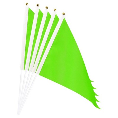 Green Flag Stick, Hand Held Mini DIY Flag 11.8x7.8 Inch Triangle Pack of 12