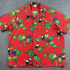 Vintage Scorpio Shirt Mens 3XL Short Sleeve Hawaiian Toucan Floral USA Made AOP