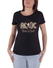 Image of AC/DC T Shirt Rock or Bust Band Logo new Official Womens Skinny Fit Black