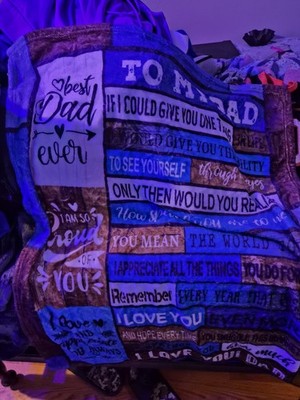 Best Dad Ever Text Throw Blanket Blue Brown White Rectangular Love Theme