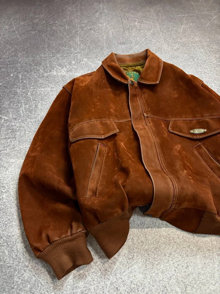 RARE VTG KAPITAL STYLE SUEDE WESTERN COWBOY BOMBER JACKET MADE ITALY - Image 4 of 4