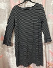 MADEWELL Black/White Striped Dress Long Sleeve Dress Nautical Preppy Size Large