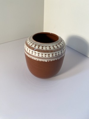 Hallstatt Austria Vase Keramik Braunrot Weiß 
