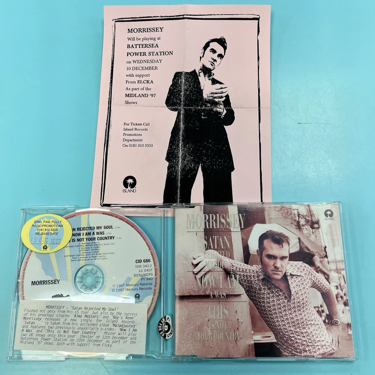 Morrissey Satan Rejected My Soul Promo CD With Rare Island Records Flyer Smiths