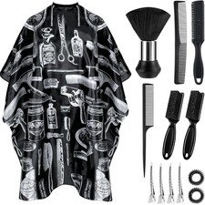 Capa de barbero profesional con plumero y cepillo para el cuello, corte de pelo