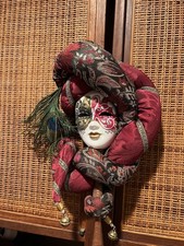 Antique Handmade Venetian Mask With Porcelain Face Acquired In Italy