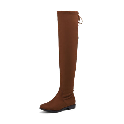 DREAM PAIRS Women's Over The Knee High Low Block Heel Riding Boots - Picture 16 of 22