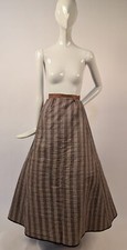 VICTORIAN 1870 S 2 PATTERN PRINT COTTON STRIPED QUILTED SKIRT