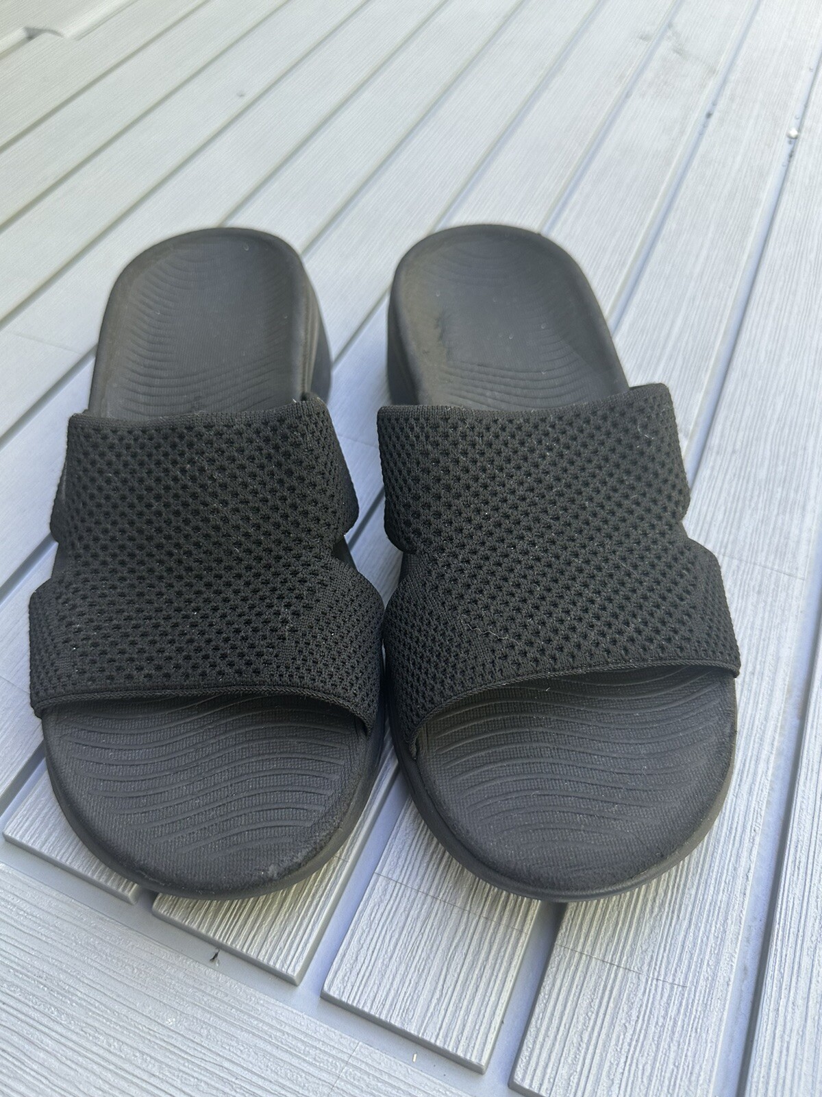 Skechers On-The-Go Stretch Knit Slide Black womens size Sandals