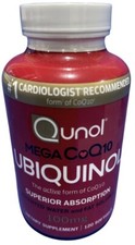Qunol Mega CoQ10 Ubiquinol Dietary Supplement, 100 mg 120 Softgels