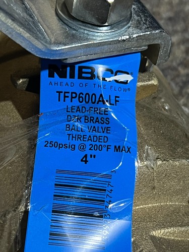 Nibco 4" Threaded Ball Valve DZR Brass 250psig 200°F Max TFP600A-LF - Picture 12 of 13