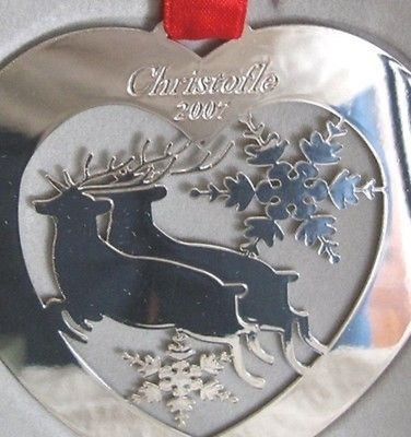 NEW IN BOX CHRISTOFLE PARIS FRANCE SILVERPLATE 2007 Reindeer CHRISTMAS ORNAMENT