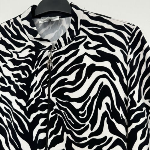 Joseph Ribkoff Animal Print Jacket UK 12 Zebra Black White Zip Up Cruise Party - Picture 2 of 8