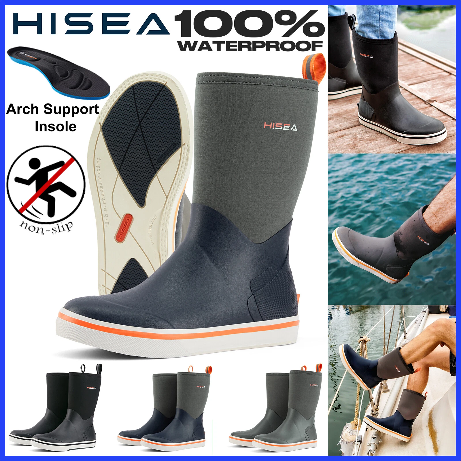 HISEA Men 11.8'' Waterproof Deck Boots Anti-Slip Camping Fishing Work Rain Boots
Opens in a new wind