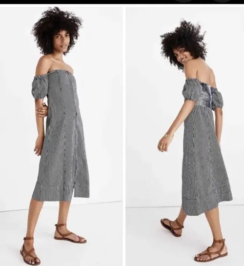 apiece apart denim dress Apiece Apart Blue Denim off Shoulder Dress 4 for sale online