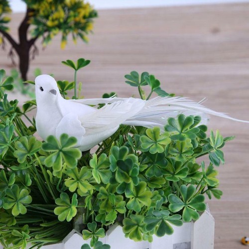 2Pcs Artificial Peace Doves Long Tail White Doves Simulation Figurine Home Decor - Picture 4 of 9