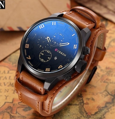 Orologio Militare Uomo Top Marcurren Quarzo Datario Grande Cinturino in  Pelle* | eBay
