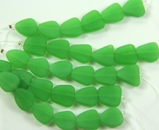 Small Free Form Flat Beads, Opaque Spring Green w/Frosted Matte Finish, 6 Beads