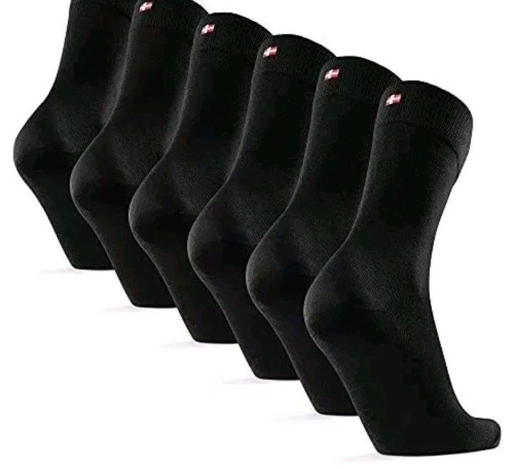 DANISH ENDURANCE 6 Pack Bamboo Dress Socks, Men & Women, Classic,Black UK 6-8