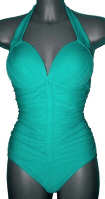 BADEANZUG meeresgrün PUSH-UP dunkel-türkis-grün NECKHOLDER 40 42 44 46 Cup D NEU