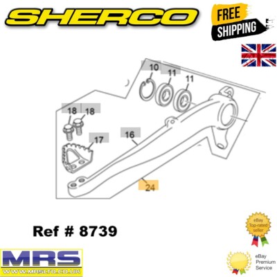 Sherco Enduro SE125 Complete Rear Brake Lever Fits 2021-25 Part number  8739 UK