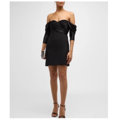 Cinq a Sept Mini Sibyl OTS Dress in Black. NWT. Size 0. Retail- $450
