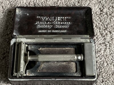 Antikes Bakelit Rasiermesser Set von ''Valet'' inkl. Rasiermesser, Klingenhalter & Riemen sehr selten