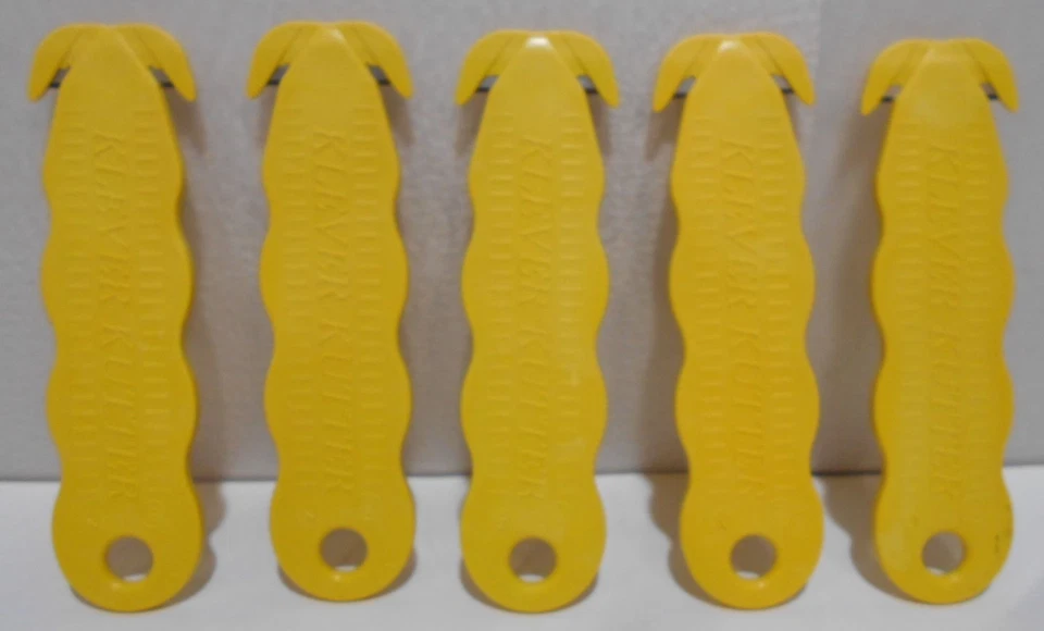Lot of 5 Klever Kutter Box Tape Cutter Knife Double Shielded Blade Yellow