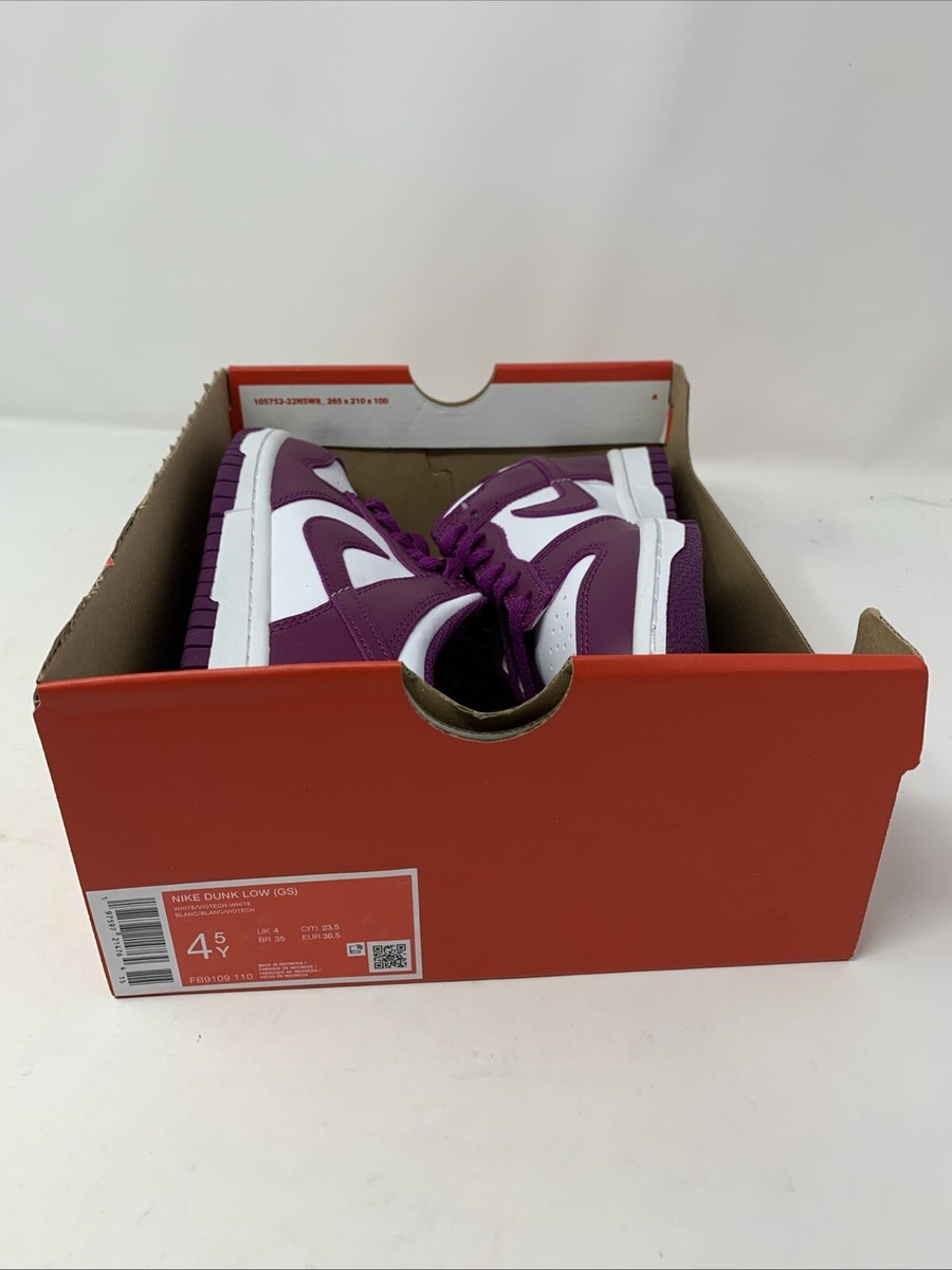 Nike Dunk Low Viotech Purple Sneakers, Size 4.5Y / 6W BNIB