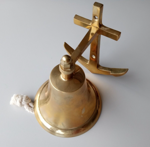 Nautical Brass Bell Dinner Door Vintage Ship School Pub Last Brass Gifts Home - Afbeelding 1 van 8