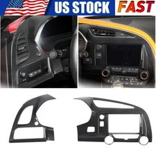 Carbon Interior Center Dashboard AC Air Vent Cover Trim For Corvette C7 2014-19