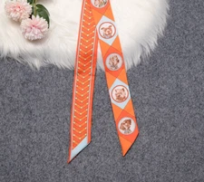 Pure 12 Momme Twill Silk Scarf dog collar Print Slim Head Band Neck Tie 85X5cm