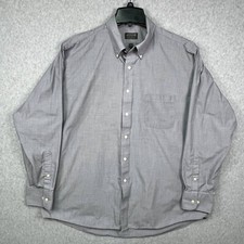 Arrow Men s Shirt 17.5-34/35 Gray Button Down Long Sleeve Regular Fit Workwear