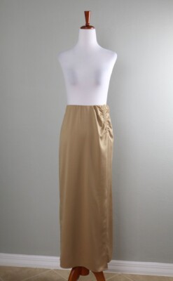 MARELLA Monochrome NWT $225 Nogal Sabbia Satin Sheen Maxi Slip Skirt Size US 8