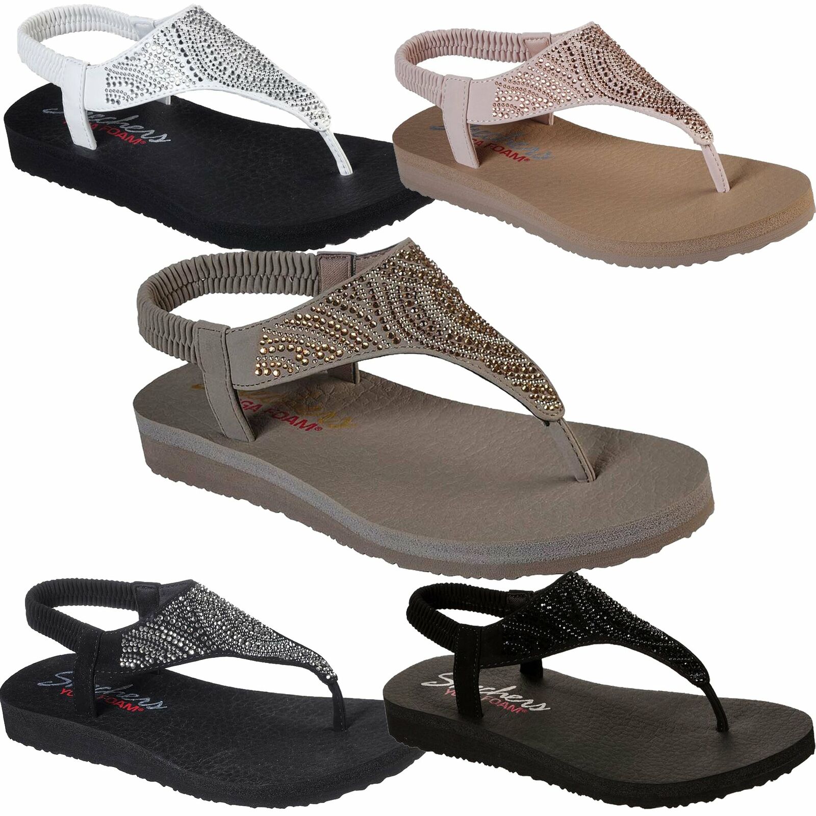 Nombrar Exagerar Pescador Skechers Women&#039;s 32919 Meditation New Moon Yoga Foam Thong Sandals |  eBay