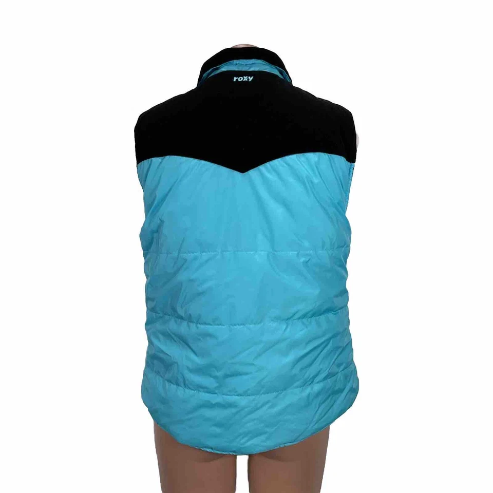 Black Reversible Vest Jacket ROXY Vintage 90s y2k Corduroy Aqua Coat Bomber Sz L - Image 2 of 4
