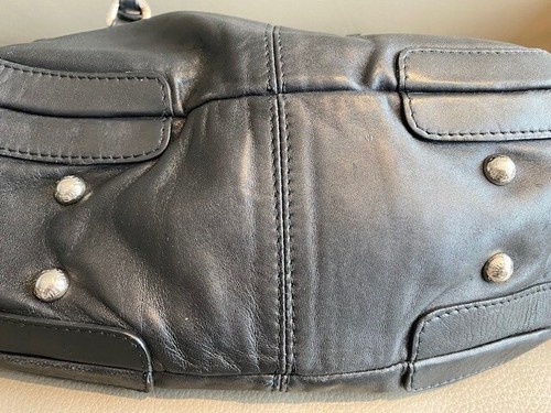 STUART WEITZMAN genuine leather shoulder bag satchel black braided handles - Picture 7 of 20