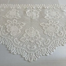 Flower Lace Table Runner Patch Embroidered 88” Long Natural Creme Has Spots