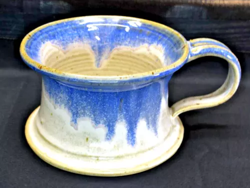 Studio Art Pottery - Hand Thrown Large Soup / Coffee Mug - Blue Glaze (616)