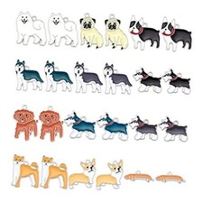 24 Pieces Enamel Dog Charms Pendants Brass Enamel Animal Charm with Jump Ring