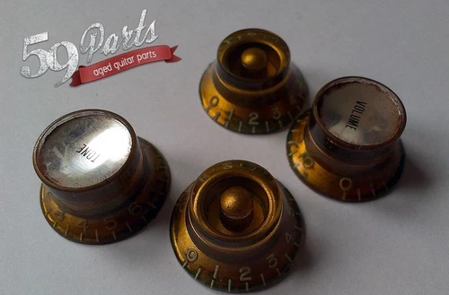 4 AGED RELIC MISMATCHED KNOBS GIBSON LES PAUL GOLD US SIZE 59 PARTS PETER GREEN