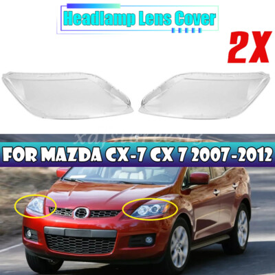 Left+Right For Mazda CX-7 2007-2012 Headlamp Lens Clear Headlight Cover Shell