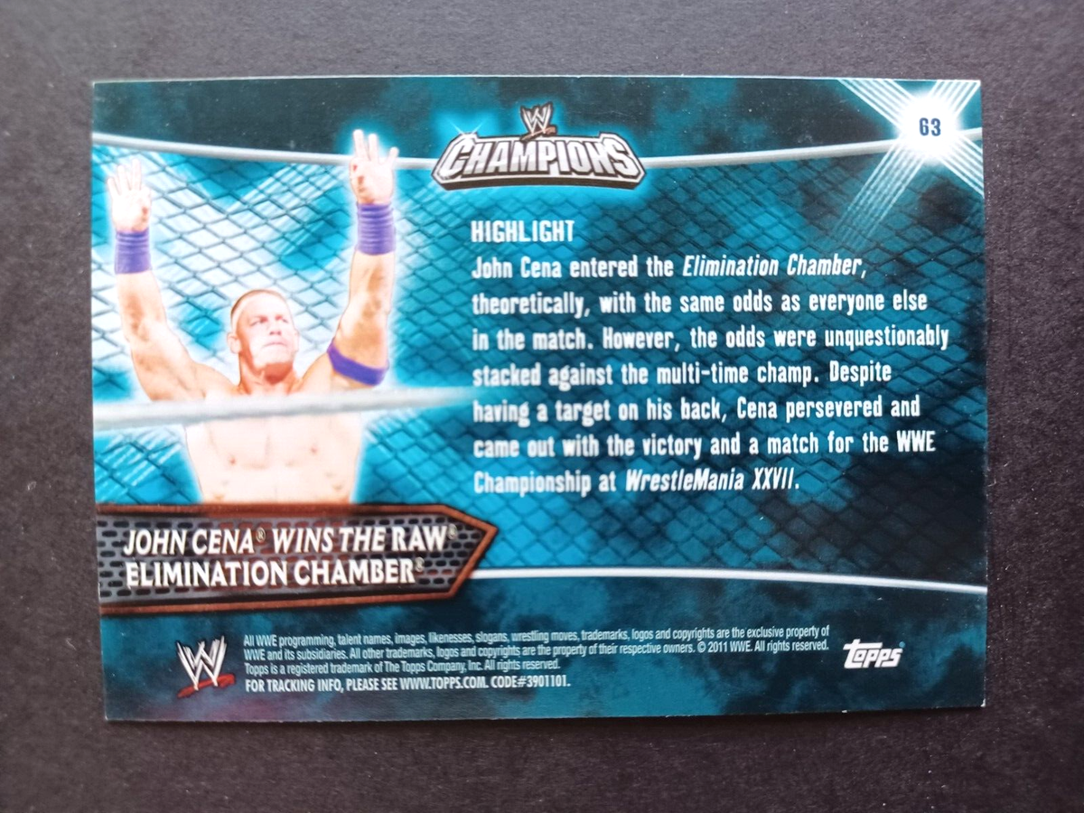 2011 TOPPS WWE CHAMPIONS JOHN CENA #63 WINS THE RAW ELIMINATION CHAMBER