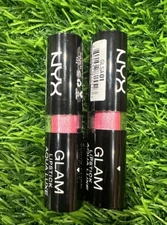 NYX Glam Aqua Luxe Lipstick Lipcolor 16 oz Each # Glsa01 Pink Jewel  ~ 2 Pcs Rd