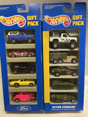 Hot Wheels 1990s Gift 5 Packs Lot Of 2 - Ford And Action Command